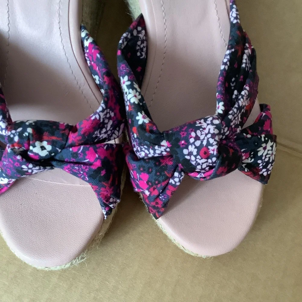 TED BAKER SHOES TAYLINA‎ FLORAL ESPADRILLE WEDGE SANDAL IN NAVY NWOT sz 6 1/2